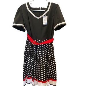 Ibtom Castle Polka Dot Dress Womens XL Retro 50s Rockabilly Style Party‎